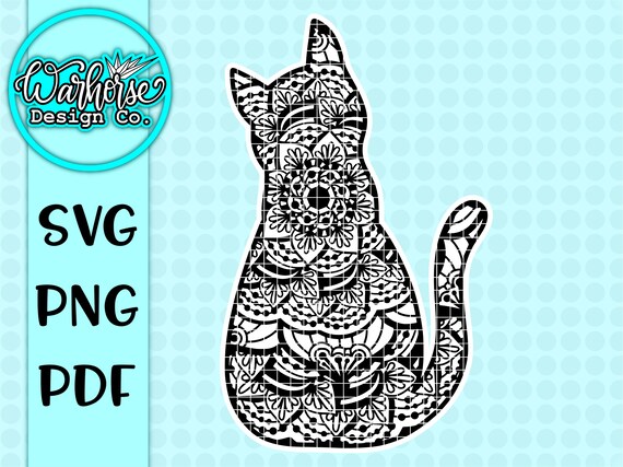 Download Mandala Kitten Cricut Design Zentangle Cat Svg File Clip Art Art Collectibles
