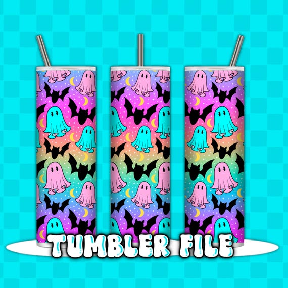 Pastel Rainbow Ghost Tumbler Wrap PNG, Pastel halloween tumbler wrap, halloween tumbler wraps, pastel goth png, halloween png, tumbler wrap