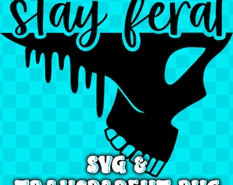 SVG Skull, Cut file Skull, Witchy SVG files, stay feral svg,  feral svg, feral png files, single color png, sublimation file, PNG file