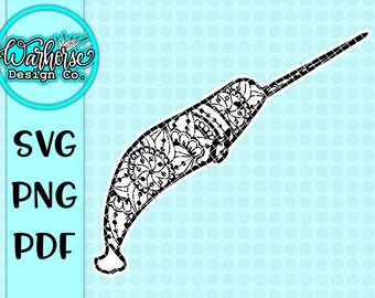 Narwhal Mandala SVG, Sea life SVG files, Narwhal svg file, narwhal sublimation file, narwhal clip art, whale clip art, ocean svg files