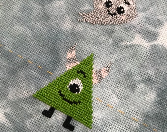 Cutest Halloween Ever cross stitch stitch along Monster PDF pattern SAL