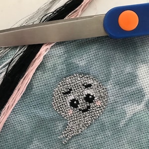 Cutest Halloween Ever cross stitch stitch along Spooky Ghost PDF pattern SAL