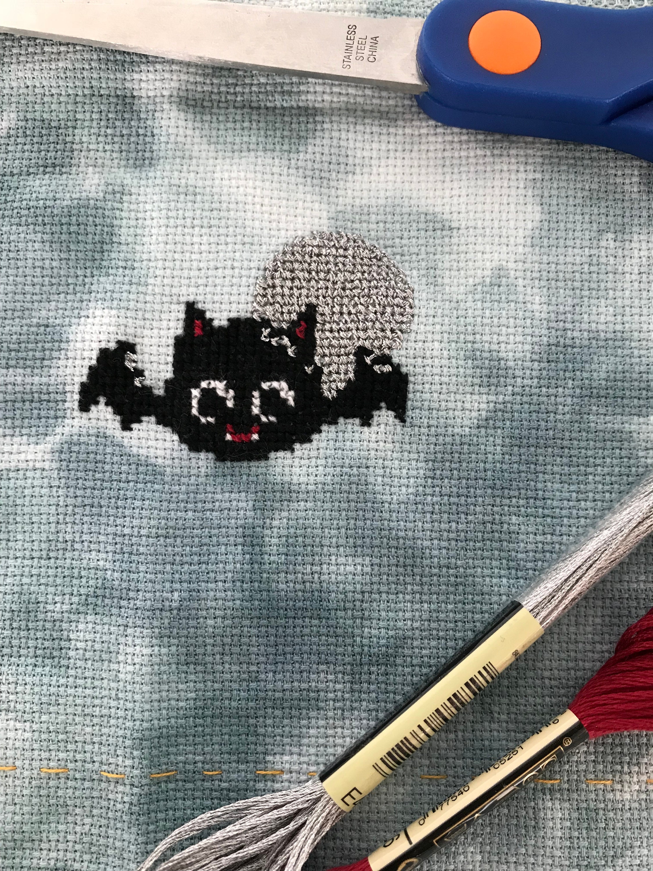 Cutest Halloween Ever Cross Stitch Stitch Along Bat PDF Pattern SAL - Etsy