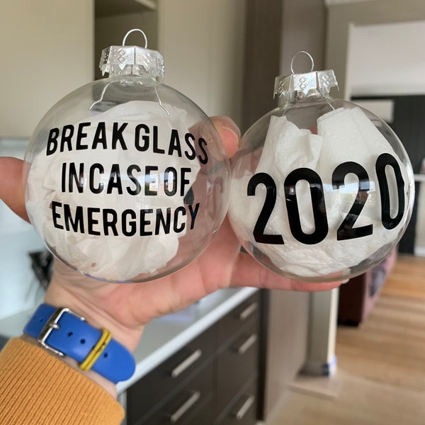 2020 Toilet Paper Filled Glass Christmas Bauble
