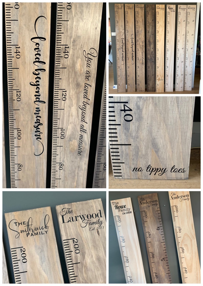 Completed custom made personalised wooden ruler height chart Metric and or imperial measurements made to order in Australia image 2