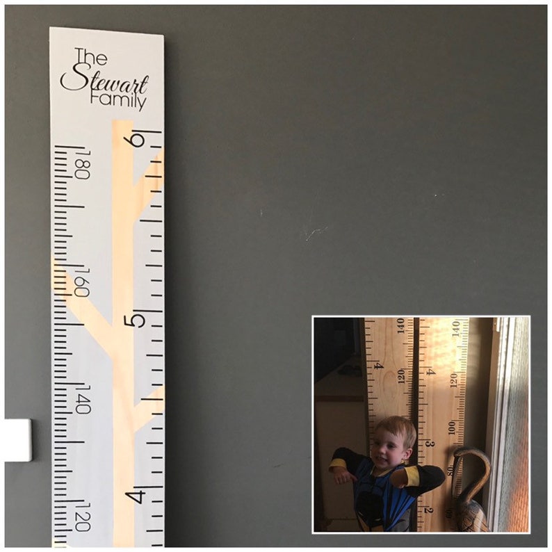 Completed custom made personalised wooden ruler height chart Metric and or imperial measurements made to order in Australia image 1