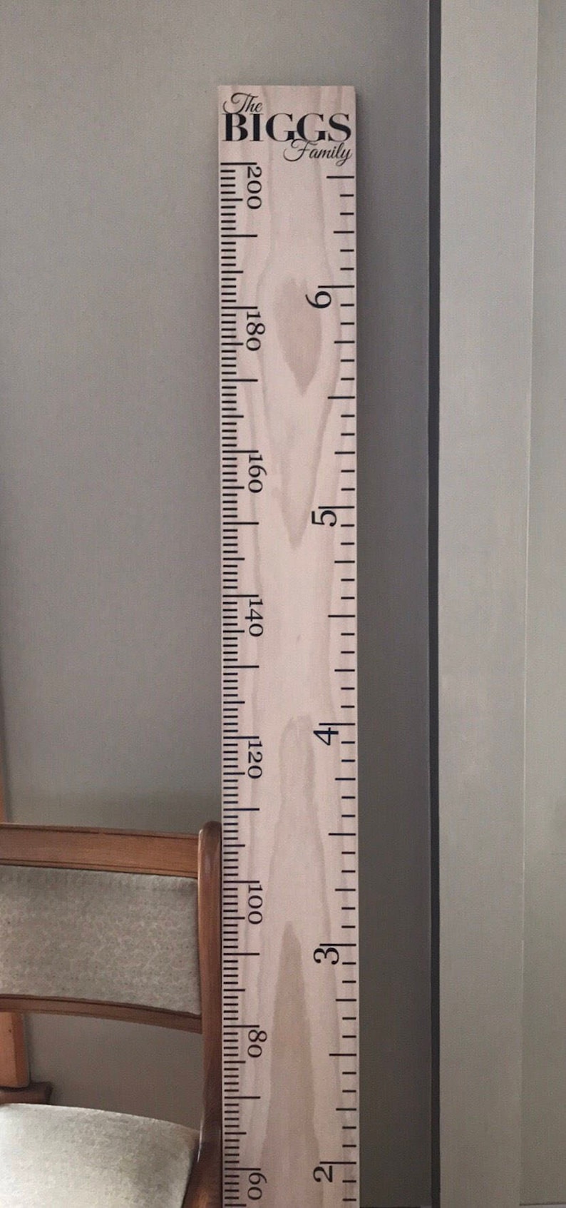 Completed custom made personalised wooden ruler height chart Metric and or imperial measurements made to order in Australia image 5