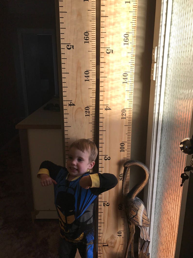 Completed custom made personalised wooden ruler height chart Metric and or imperial measurements made to order in Australia image 7