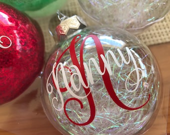 8cm Personalised Filled Glass Christmas Bauble