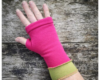 Chauffe-poignets en cachemire pur / gants sans doigts