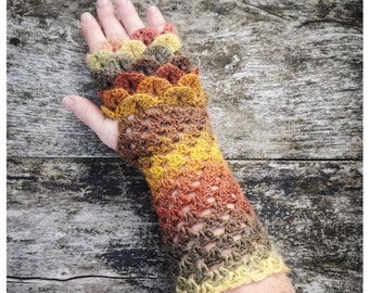 Dragon Scale Gloves - Norse, texting gloves, fingerless gloves