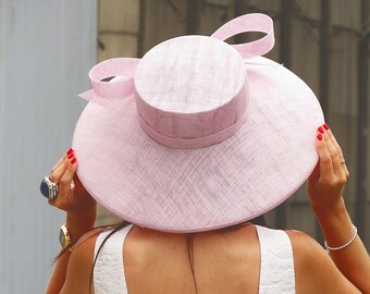 Pink wide brim hat Pink winter race hat Felt wide brim hat | Etsy
