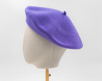 Women\'s Wool French Beret Hat Comfortable Solid Color Beret Cap Lavender SOMALER French Beret for Women Wool Knit Solid Colors Beret  main image 3
