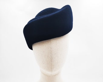 Navy Blue Downton Abbey Hat - Vintage Style Felt Beret for Women - Classic and Chic Navy Blue Felt Beret