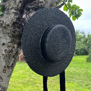 Zwartfluwelen baldakijnhoed met brede rand – 35 cm strohoed voor bruiloften en evenementen