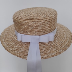 Trendy Women Boater Hat, Classic School Girls Inspired Design, Stylish Straw Hat for Summer Outfits