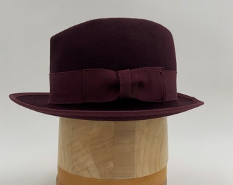 Maroon Fur Felt Trilby Hat - Classy Handmade Accessory for an Elegant Look