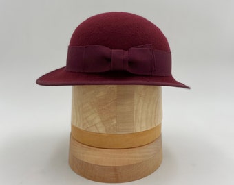 Bowler Hat, Wool Felt Winter Hats for Women, Classic Women Hat, British Style Hat, Burgundy Felt Hat