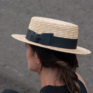 Straw Boater Hat for Women, Canotier Hat, Women Summer Hat, Natural Straw Hat, Sun Hat,  Women Boater Hat,