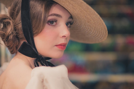 Wide Brim Straw Hat Bergère Straw 