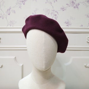 Boina de lana de Borgoña, Boina francesa, Sombrero de lana de mujer, Boina de invierno para mujeres, Boina de lana vasca, 64 burdeos