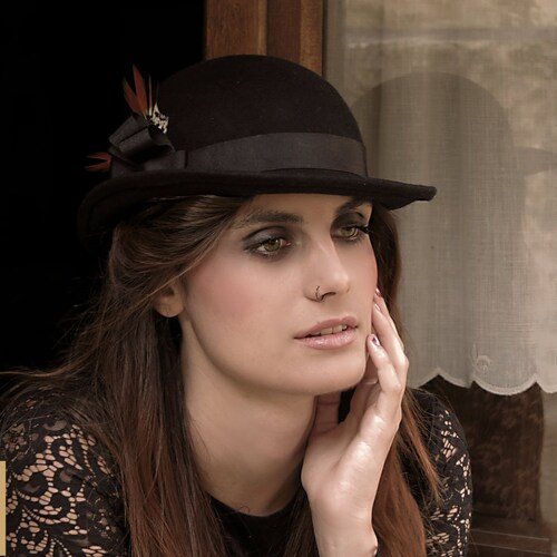 Black Bowler Hat Wool Felt Winter Hats 