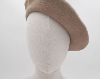 Camel Beret, French Beret, Warm Hat for Her, Winter Hat, Wool Merino Beret, Winter Woman Hat, Basque Wool Beret, 6 camel