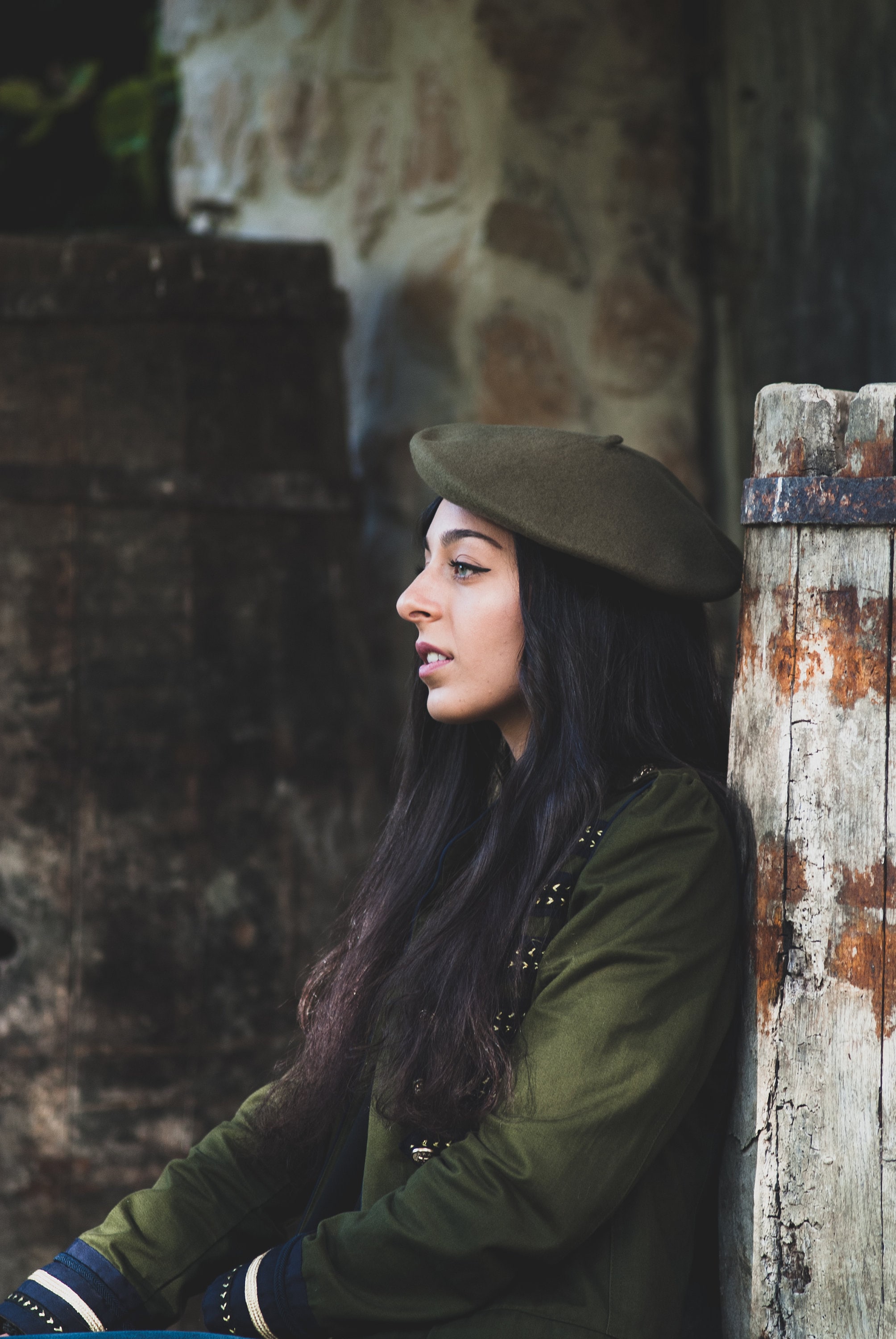 Women\'s French Beret Hat Reversible Knitted Thickened Warm Cap Army Green Womens French Beret Hat Reversible Knitted Thickened Warm  main image 4