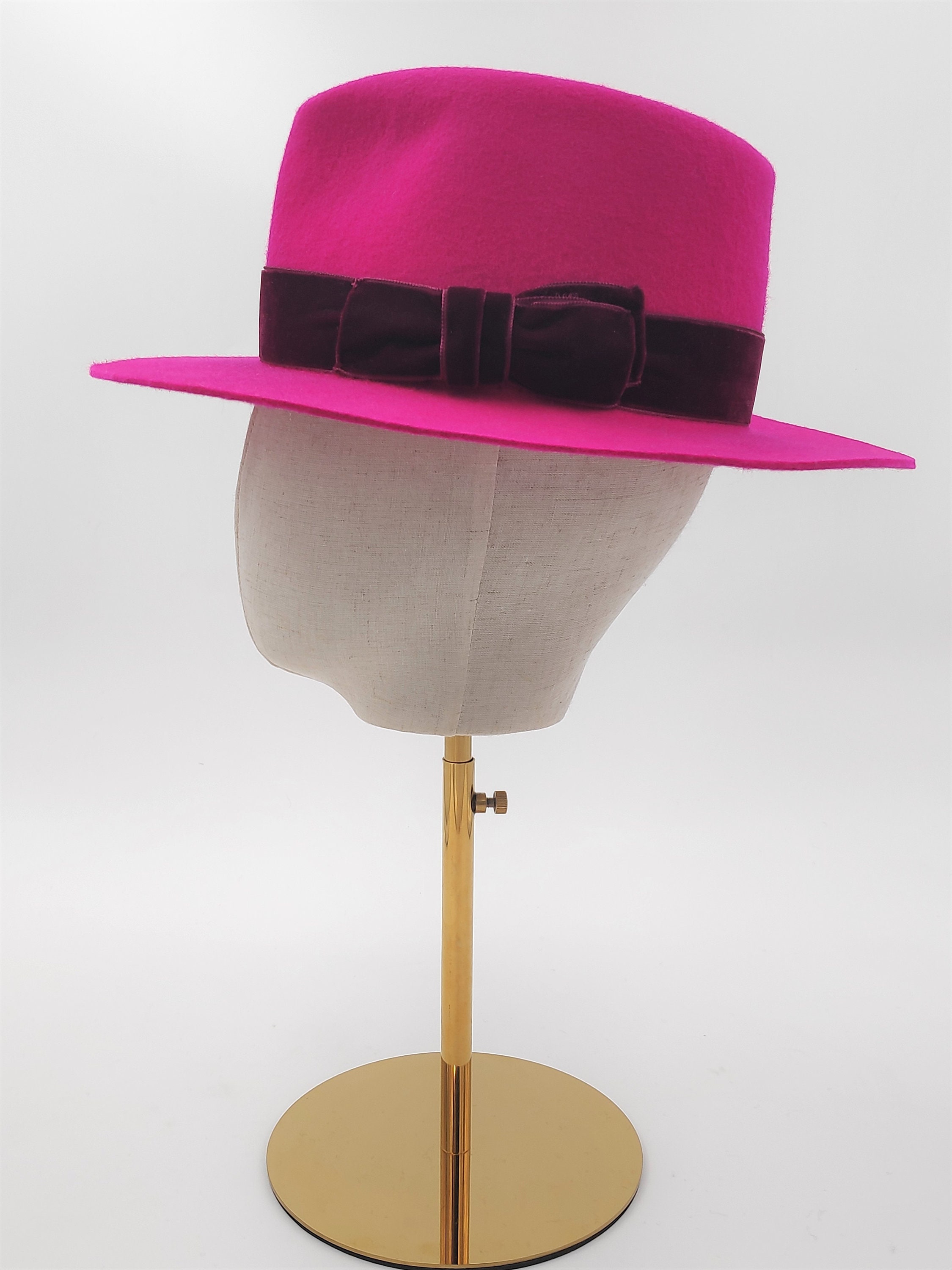 Odiva Elegant Felt Wide Brim Fedora Hat Fuchsia Fuchsia Fedora Hat - Etsy main image 4