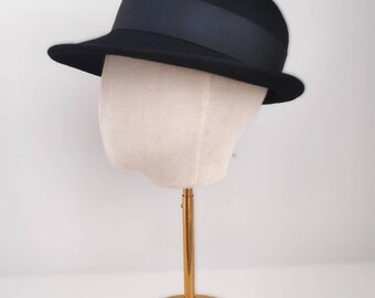 Classic Vintage Inspired Black Felt Hat With Feather Detail