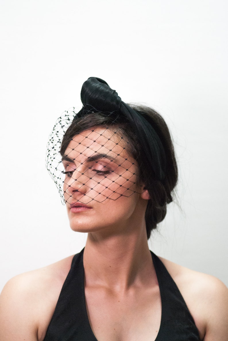 Black Sinamay Silk Headband for Weddings Guests Knotted Etsy