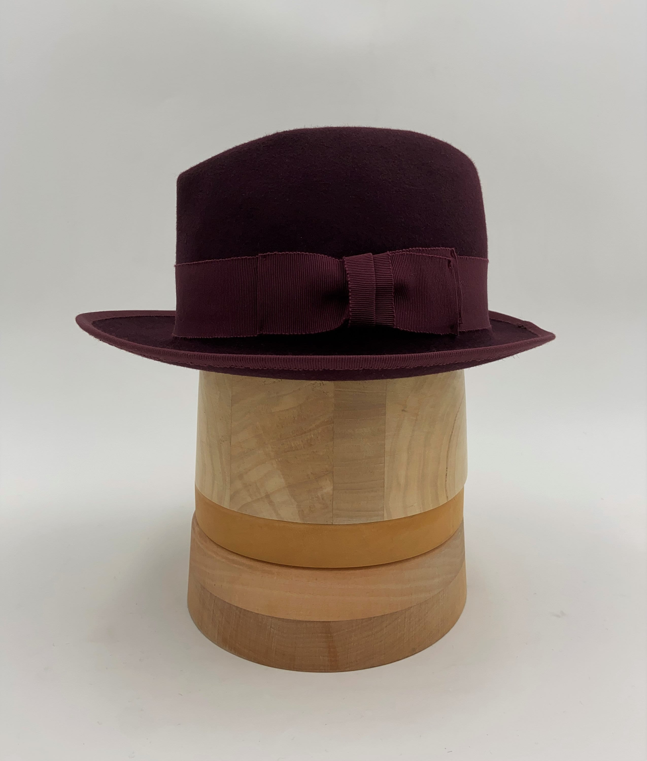 Cappello Trilby In Feltro Di Lana 100% Made In Italy, Taglia 63 Cm, Marrone, Altezza Cupola 10.5 Cm, Tesa 4.5 Cm