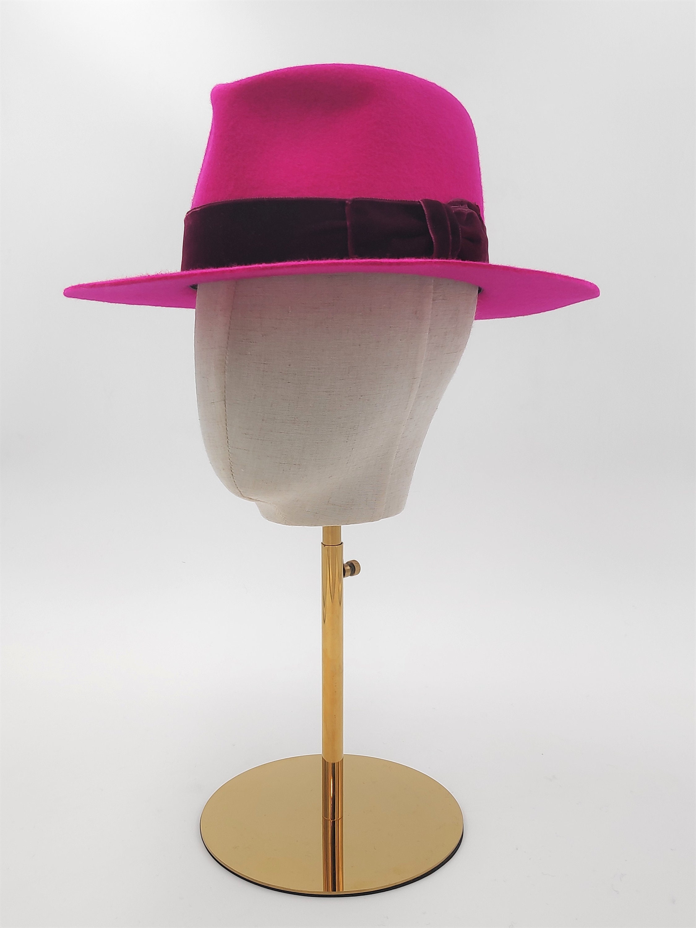 Rag & bone Fedora in pink with gray ribbon RAG & BONE WIDE BRIM FELTED WOOL FEDORA HAT LIGHT PINK /GRAY  main image 4