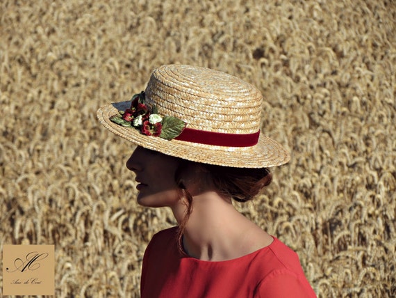 transmitir Comprometido Hacia fuera Sombrero Canotier con flores de terciopelo sombreros de - Etsy México