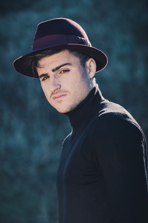 Maroon Fur Felt Trilby Hat, Handmade Leather Sweatband - Etsy display picture 3