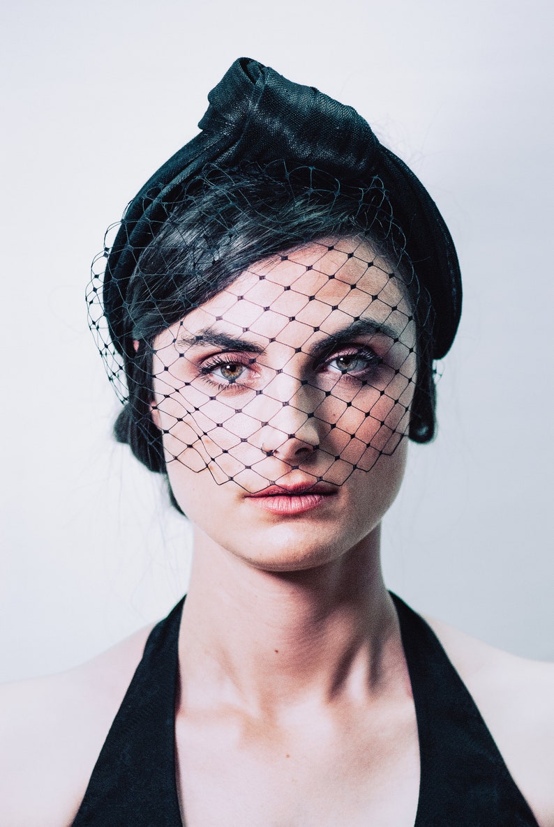 Black Sinamay Silk Headband for Weddings Guests Knotted Etsy