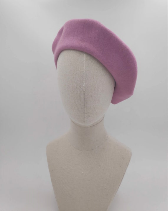Light Pink Merino Wool Basque Beret, French Style - Etsy display picture 3