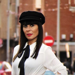 Skipper Cap for Women, Black Sailor Cap, Traditional Marine Cap, Navy Style Hat for Women