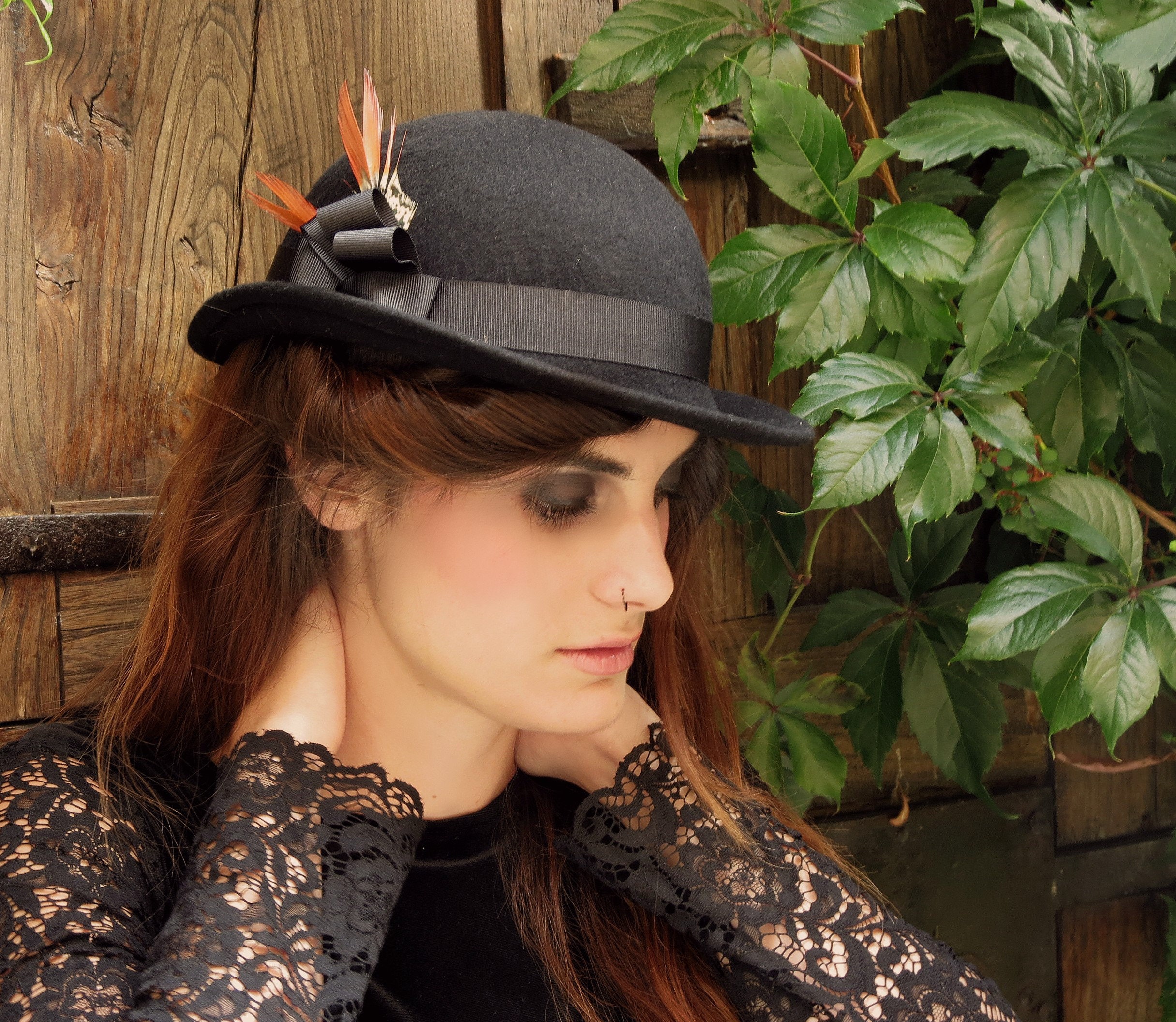 Black Bowler Hat, Wool Felt Winter Hats for Women, Women Hats, British Style  Hat 