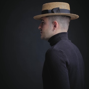 Straw Boater Hat for Men, Canotier Hat, Men Summer Hat, Natural Straw Hat, Sun Hat, Men Boater Hat,