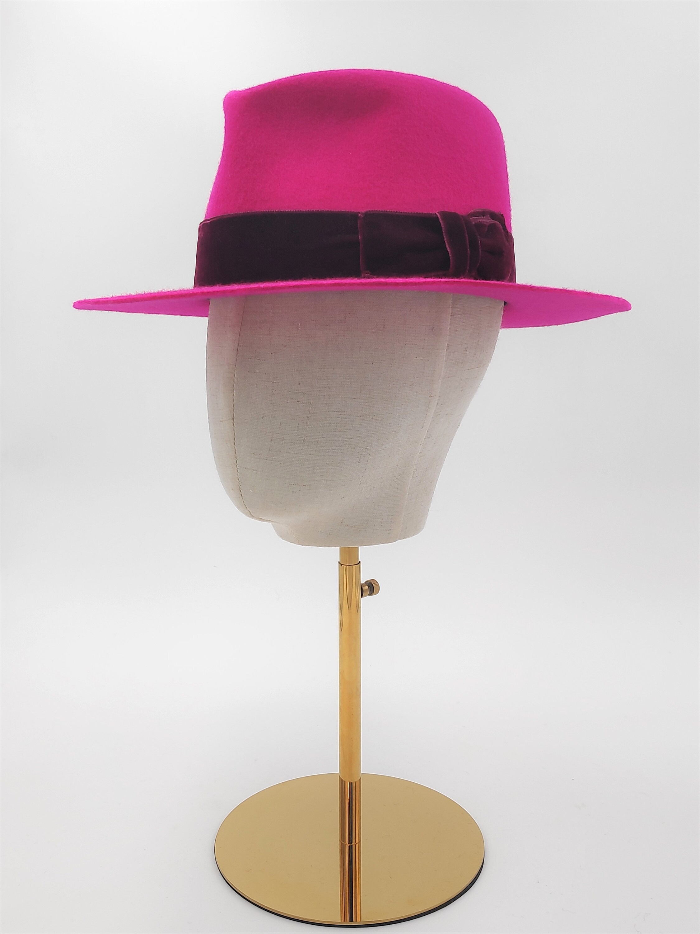 Hot Pink Fedora Hat Wool Felt Hat Women 