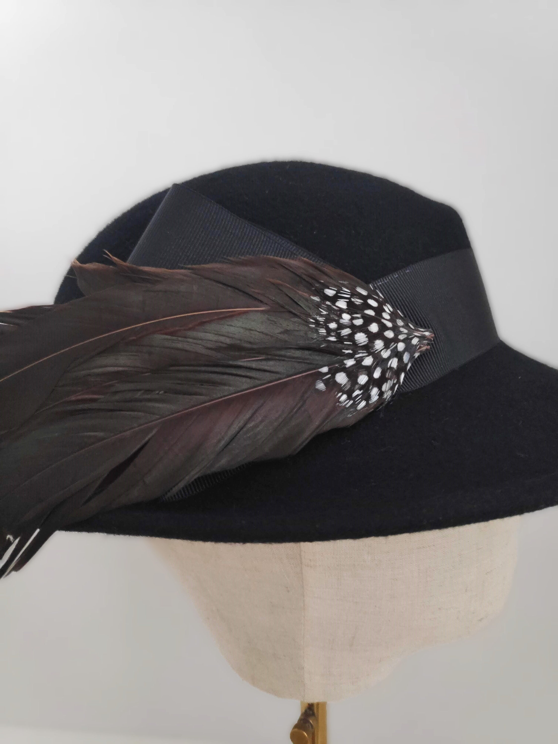 USA製 FELT HAT w/ REAL FEATHER ハット ヴィンテージ shawneeblacksuededsteampunkhat