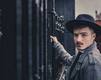 Handgemaakte zwarte vilten fedora van konijnenbont, klassieke hoed
