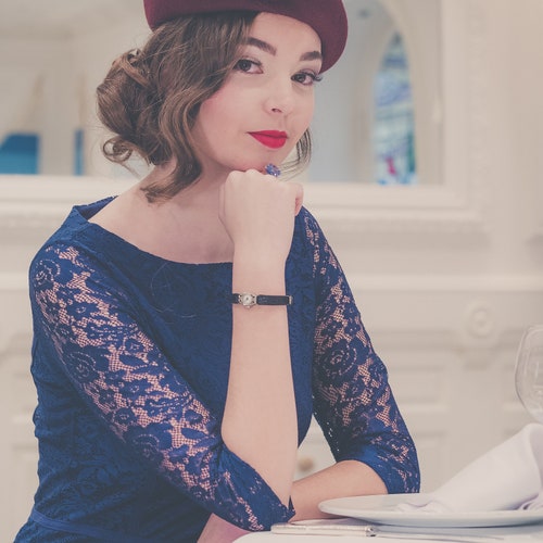 Wine Wool Felt Beret, Vintage Bow Hat, Pillbox Style