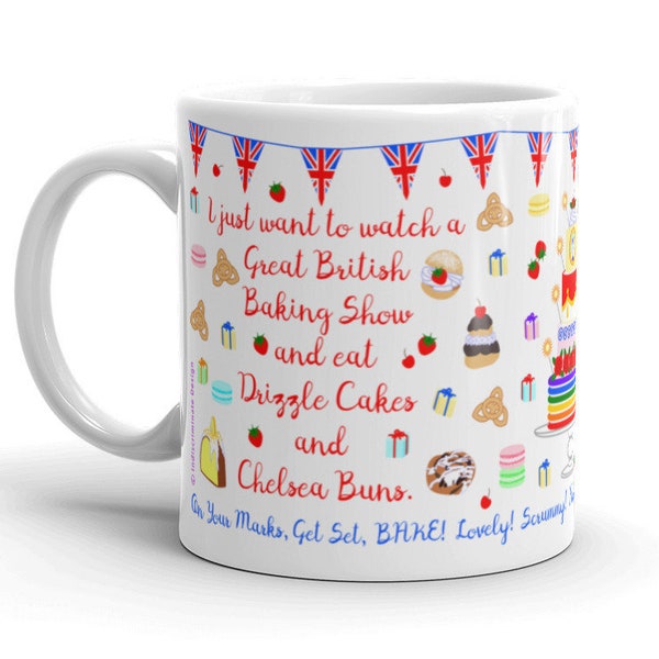 The Great British Bake Off Mug, The Great British Baking Show Mug, On Your Marks, Get Set, Bake, Gift for Baker, Gift for Fan, Colorful, Fun