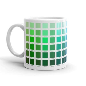 グラデーションマグ、クールカラー、16進コード、RGB、グラフィックデザイン、カラー見本、デザイナーへのギフト、コンピューターグラフィックス、食器洗い機、電子レンジ対応
