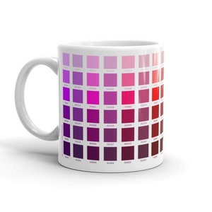 Gradient Mug, Warm Colors, Hex Codes, RGB, Graphic Design, Color Swatches, Gift for Designer, Computer Graphics, Dishwasher, Microwave Safe