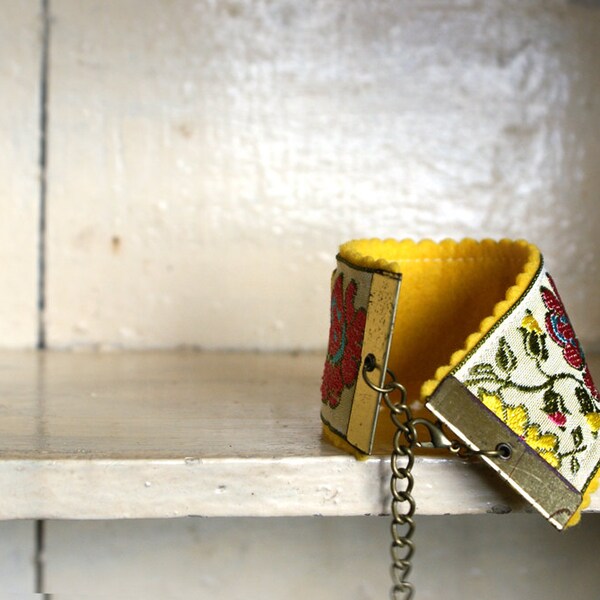 Vintage Trim Wool Felt Cuff Bracelet