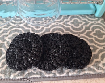 3 pack reusable, Non- scratching Dish Scrubber , eco friendly,  dishwasher safe, kitchen snd household cleaning sponge ( Black)