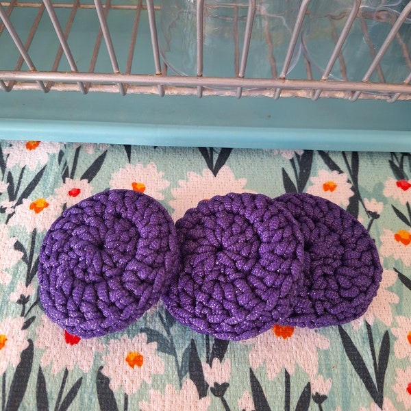 Kitchen scrubbers ( set of 3) / Dish Scrubbie (Purple )